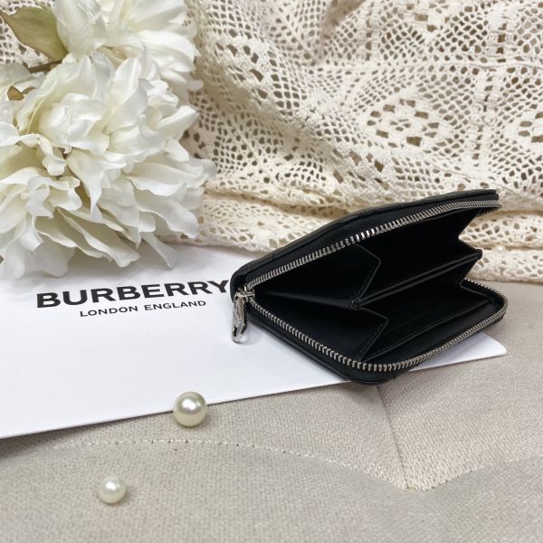 【12期0利率】【現金價】BURBERRY  Lola 衍縫拉鍊零錢包 黑/銀 