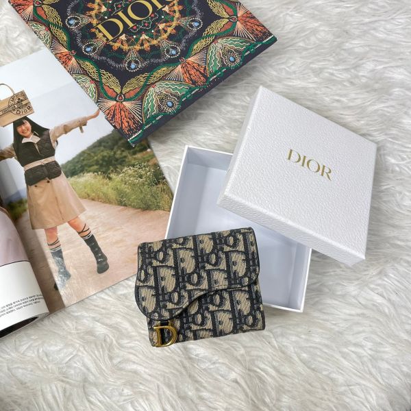 【12期0利率】DIOR SADDLE LOTUS 老花三折短夾【21年1月台灣購證】【9成新】 