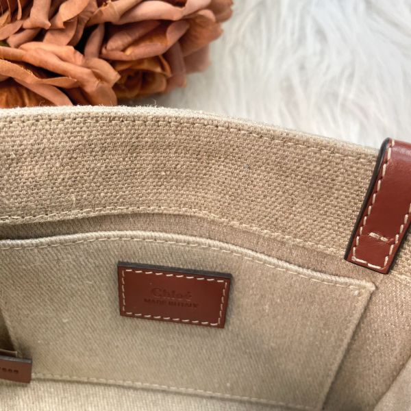 【9.5成新】【12期0利率】CHLOE mini woody tote bag 白 / 棕 
