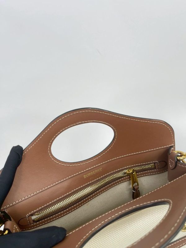 【95成新】BURBERRY 帆布拼皮革口袋包 