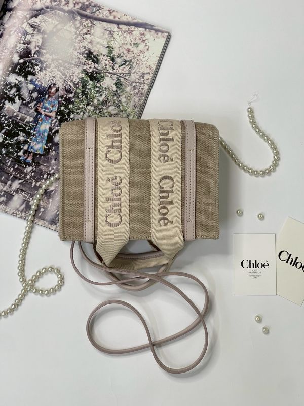 【分期0利率】CHLOE  MINI WOODY TOTE背帶刺繡款【95成】 
