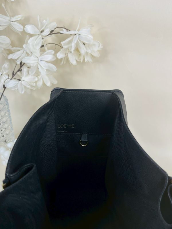 【分期0利率】LOEWE 皮革拼接帆布吊床包 【95成新】 