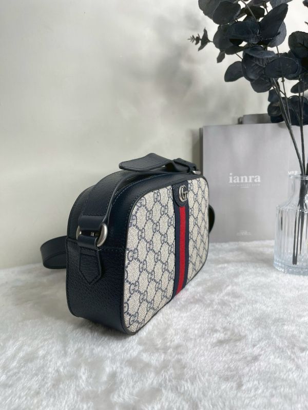 【分期0利率】GUCCI GG Supreme 帆布印花織帶相機包【未使用閒置品】 