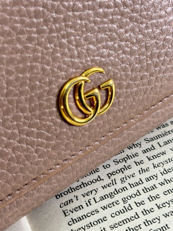 【分期0利率】GUCCI GG MARMONT荔枝皮雙層零錢袋三折短夾【9成新】 