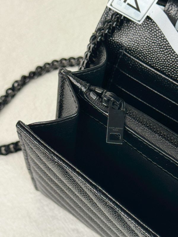 【分期0利率】YSL WOC 魚子醬鍊包 SO BLACK 22.5CM【95成新】 
