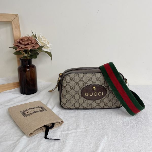 【12期0利率】GUCCI GG Superme 老虎LOGO相機包【9成新】 