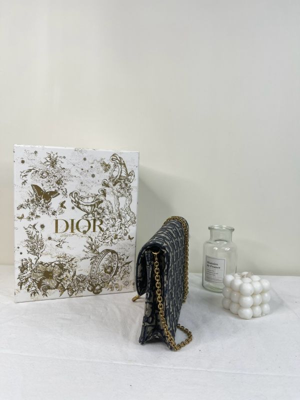 【分期0利率】Dior Oblique 緹花Saddle鏈帶斜背包【95成新】 