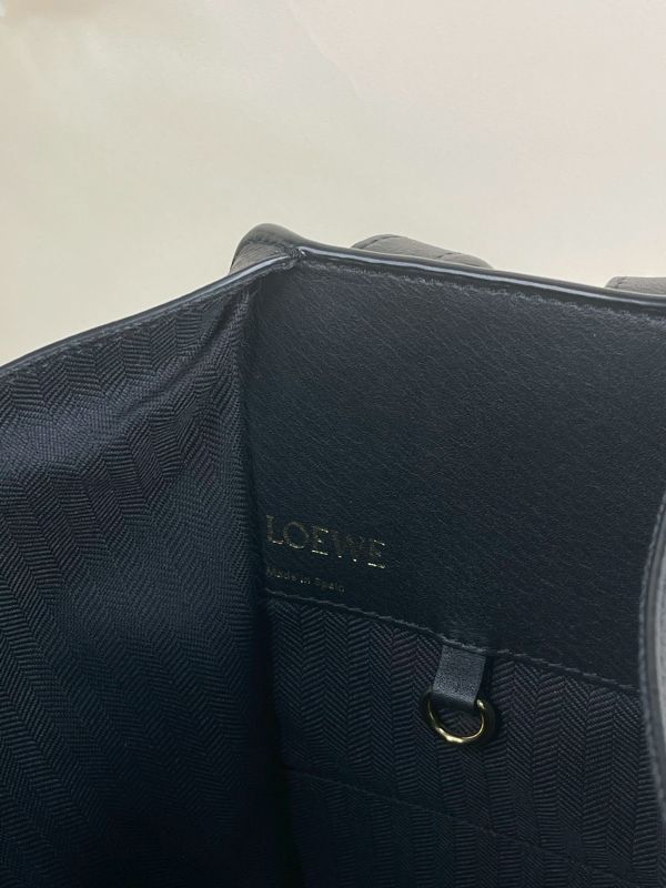 【分期0利率】LOEWE 皮革拼接帆布吊床包 【95成新】 