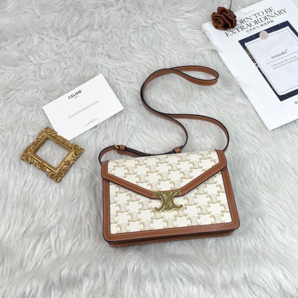 【12期0利率】CELINE 白老花 ENVELOPPE 手袋 【9.9成新】 