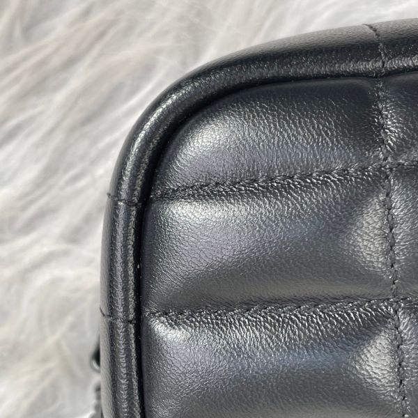 【95成新】【12期0利率】BURBERRY Lola 羊皮縫線迷你斜背相機包黑 / 黑 