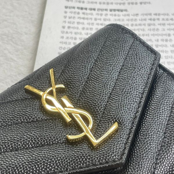 【12期0利率】YSL  魚子醬三折短夾 【9成新】 