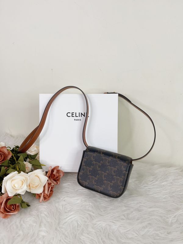 【分期0利率】CELINE 凱旋門帆布及小牛皮迷你翻蓋包【未使用閒置品】 