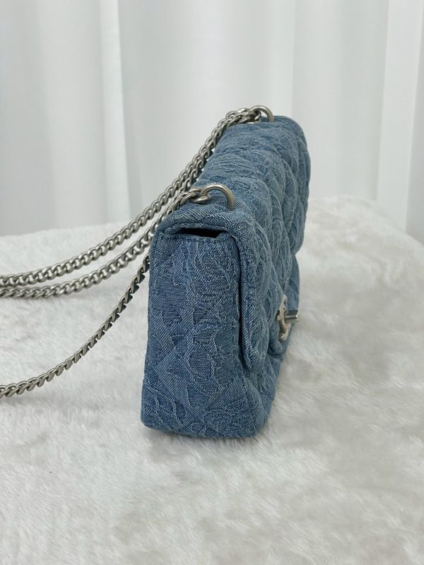 【95成新】CHANEL 23P 單寧山茶花愛心扣方胖 