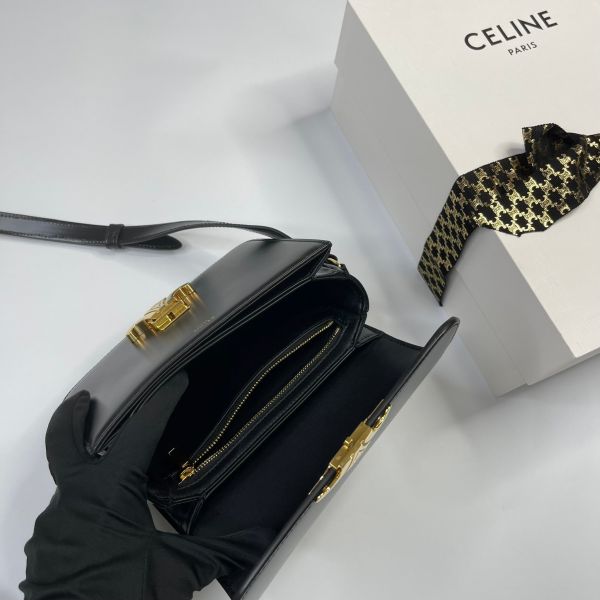 【12期0利率】CELINE TEEN TRIOMPHE亮澤牛皮革手袋【23年1月巴黎購證】【95成新】 