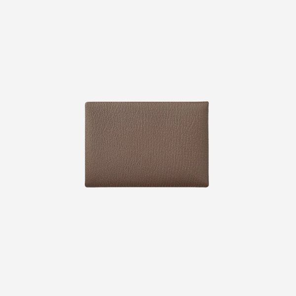 【12期0利率】【全新品】Hermes Calvi Duo卡片套 Chevre Mysore山羊皮【現金價21000】18ETOUPE大象灰 