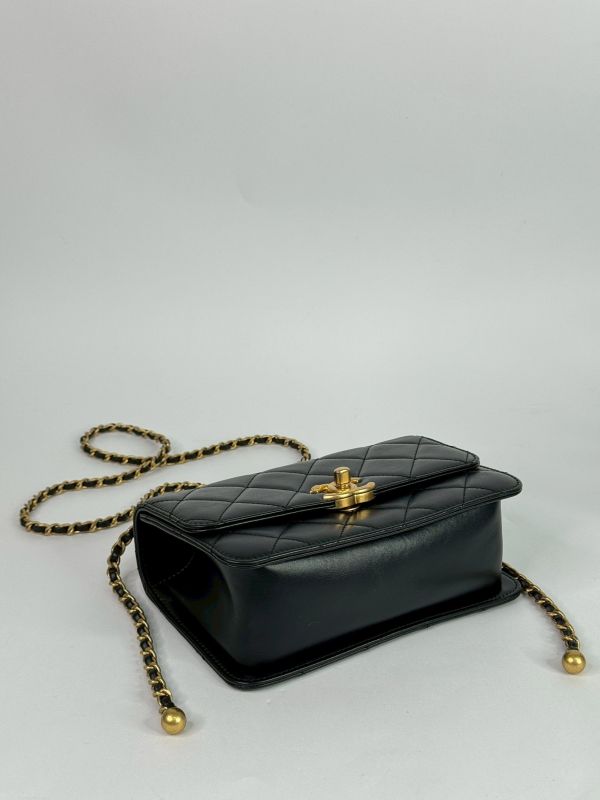 【99成新】CHANEL 雙金球迷你口蓋包 