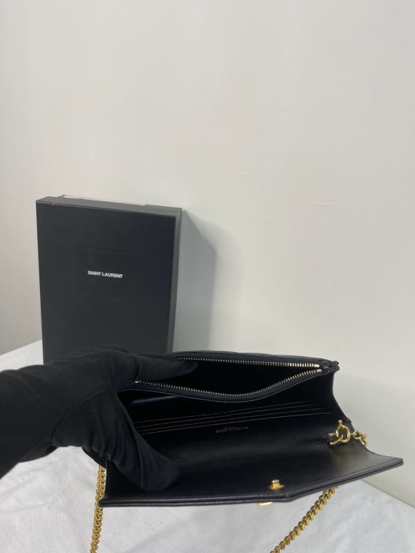 【分期0利率】YSL WOC 魚子醬鍊包黑金 19.5CM【95成新】 