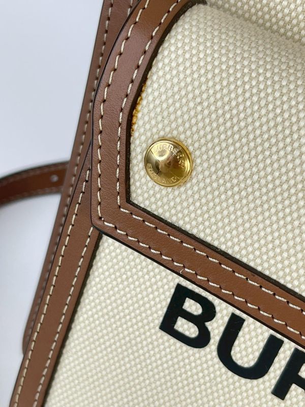 【未使用閒置品】BURBERRY 帆布拼皮革口袋包 