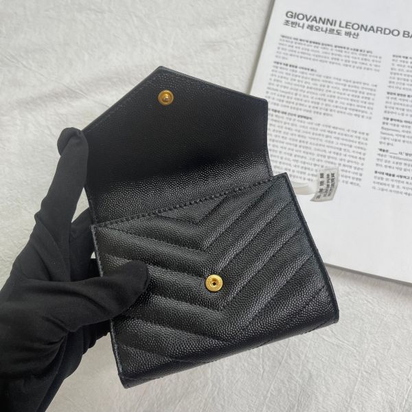 【12期0利率】YSL  魚子醬三折短夾 【9成新】 