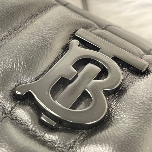 【95成新】【12期0利率】BURBERRY Lola 羊皮縫線迷你斜背相機包黑 / 黑 