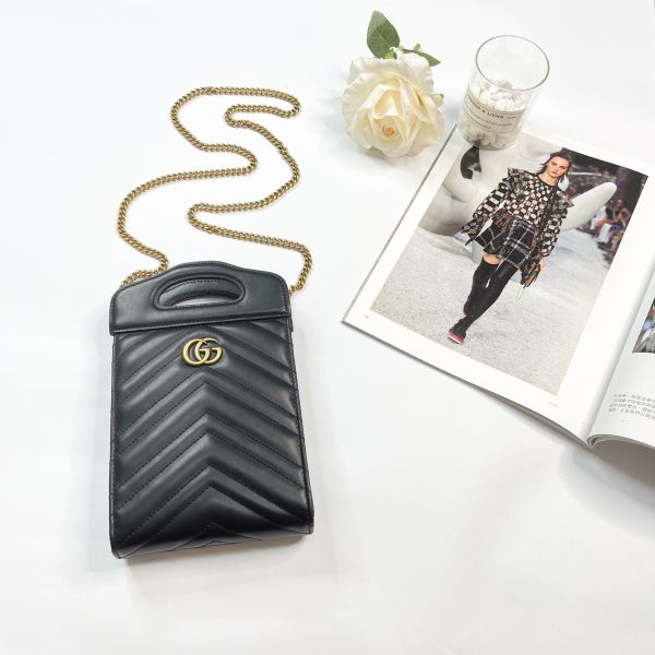 【12期0利率】GUCCI  MARMONT 鏈條手機包【23台灣購證】【99成新】 