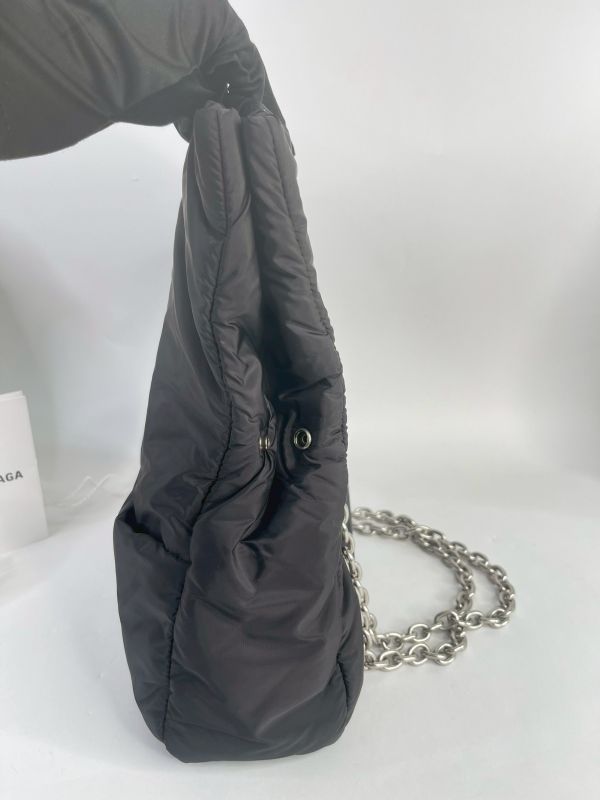 【9成新】BALENCIAGA MONACO 金屬BB LOGO尼龍翻蓋鍊包 