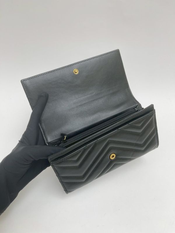 【9成新】GUCCI 馬夢牛皮扣式長夾 