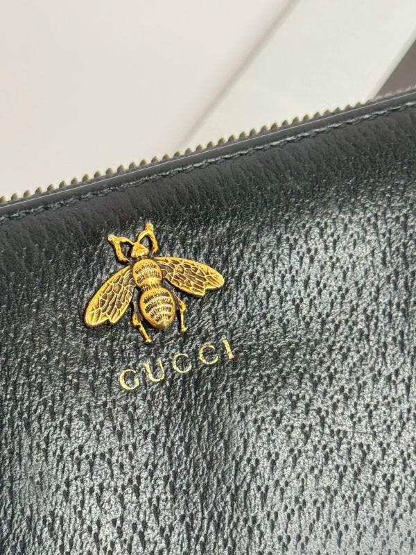 【分期0利率】GUCCI Animalier 蜜蜂皮革拉鍊長夾【95成新】 