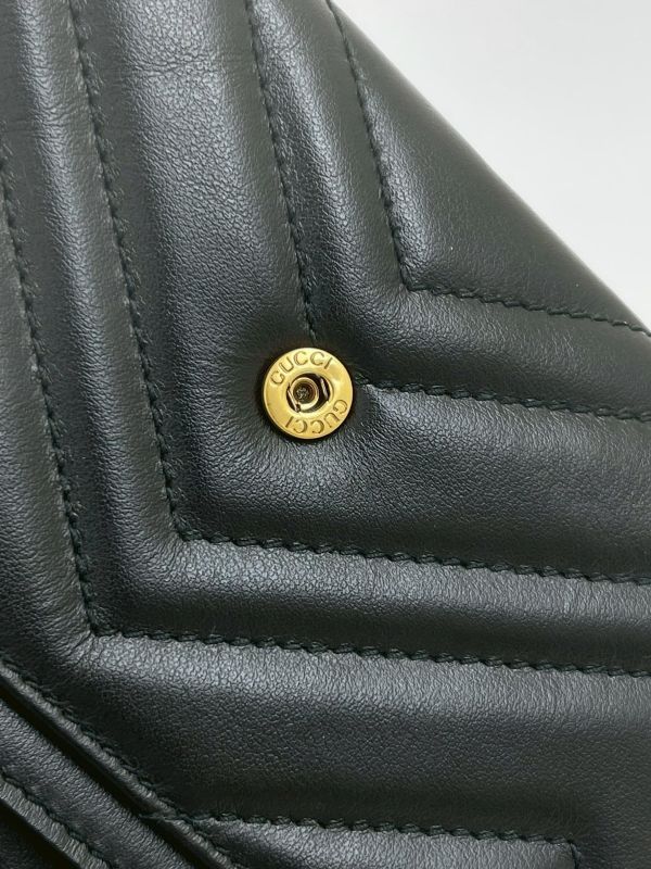 【9成新】GUCCI 馬夢牛皮扣式長夾 