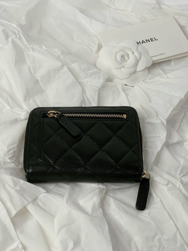 【分期0利率】CHANEL 魚子醬拉鍊對開短夾【9成新】 