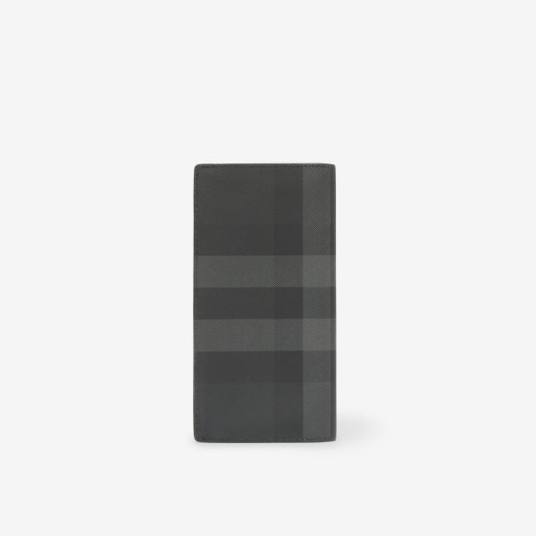 【12期0利率】BURBERRY 炭灰格紋對開長夾【全新品】 