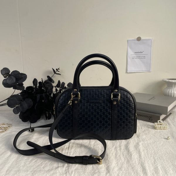 【12期0利率】GUCCI Guccissima小LOGO牛皮兩用保齡球包【九成新】 