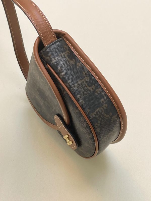 【95成新】CELINE  凱旋門老花迷你馬鞍包 