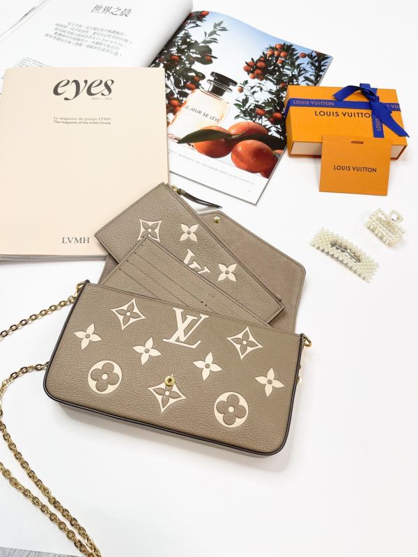 【分期0利率】LV Félicie Pochette斑鳩灰 【95成新】 