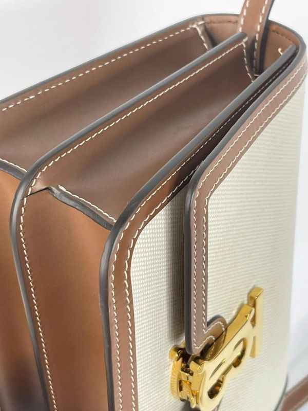 【95成新】BURBERRY TB帆布翻蓋斜背包 