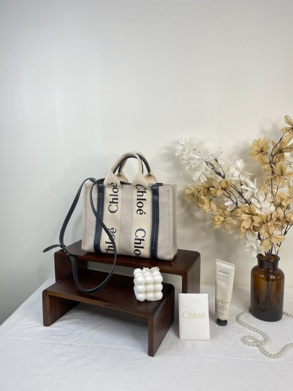【分期0利率】Chloé 背帶款小號 Woody Tote Bag 深藍色【9成新】 