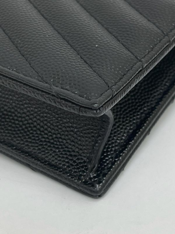 【95成新】YSL WOC 魚子醬鍊包黑金 19.5CM 