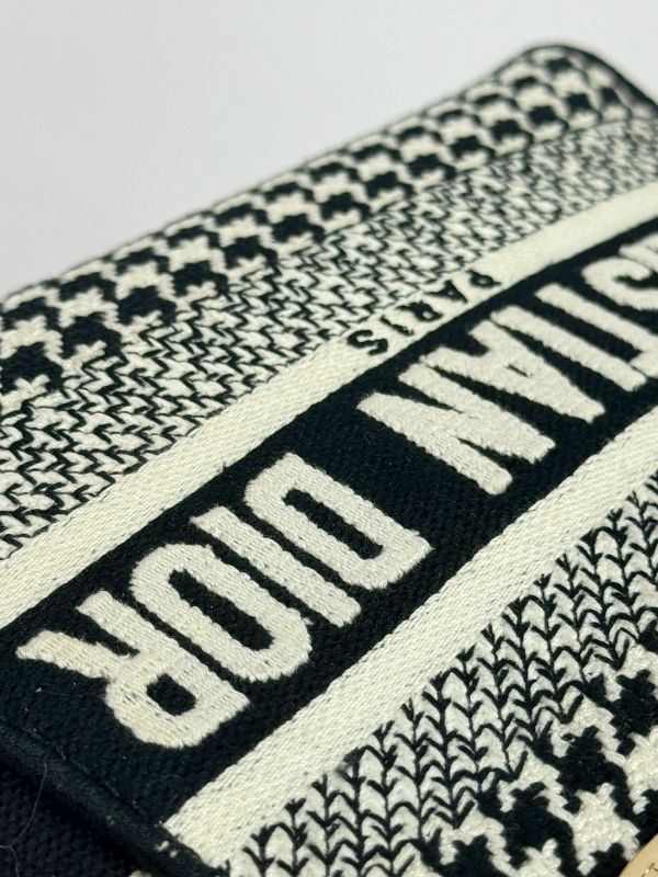 【9成新】DIOR 迷你黛妃包  千鳥格紋刺繡 