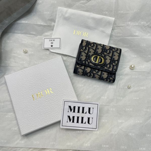 【9成新】【12期0利率】DIOR 30 MONTAIGNE 老花三折短夾 