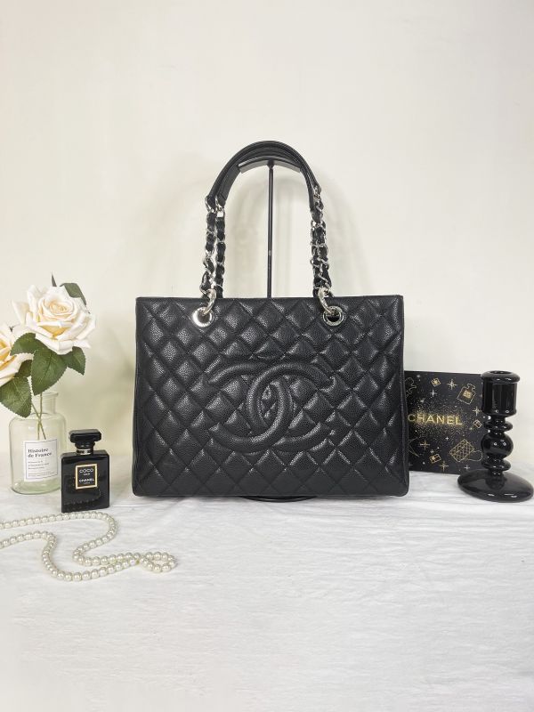 【分期0利率】CHANEL GST 雙C LOGO 荔枝牛皮托特包【95成新】 