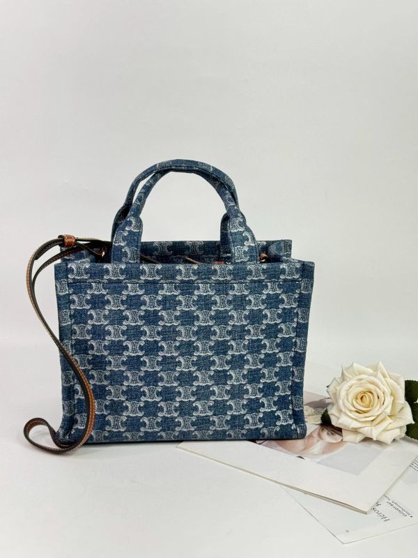 【95成新】CELINE 條紋織物小型Cabas Thais托特包 