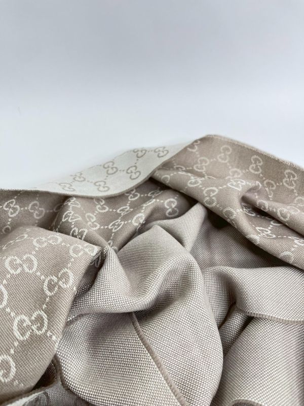 【95成新】GUCCI 經典雙G緹花純羊毛圍巾 