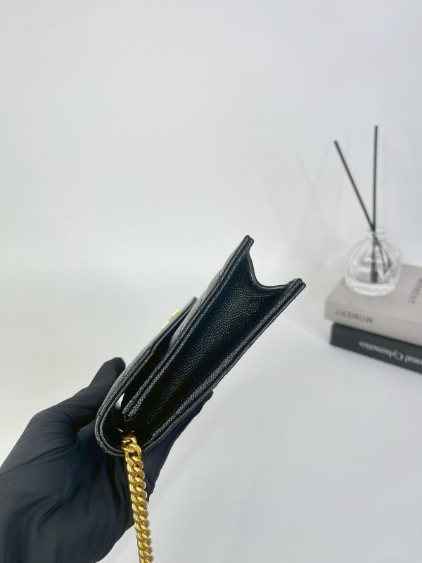 【9成新】YSL WOC 魚子醬鍊包黑金 19.5CM 