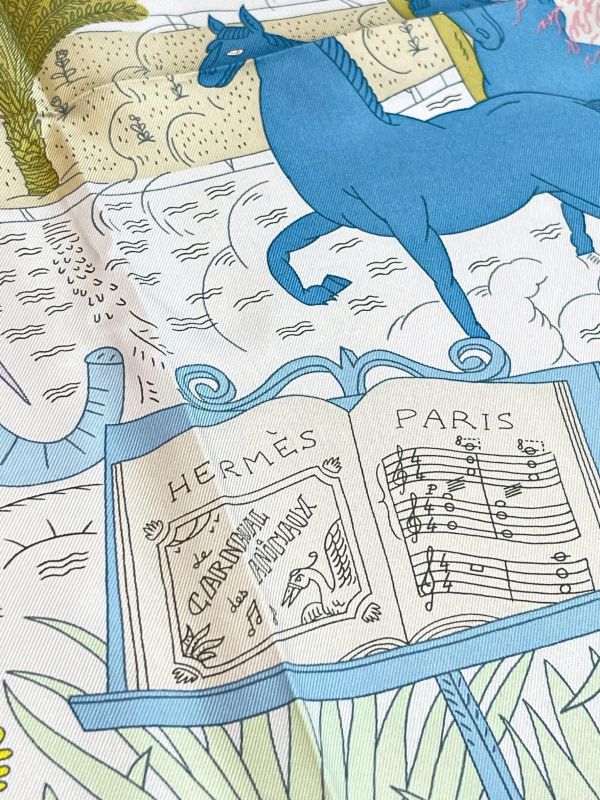 【全新品】HERMES  動物嘉年華方巾 90 