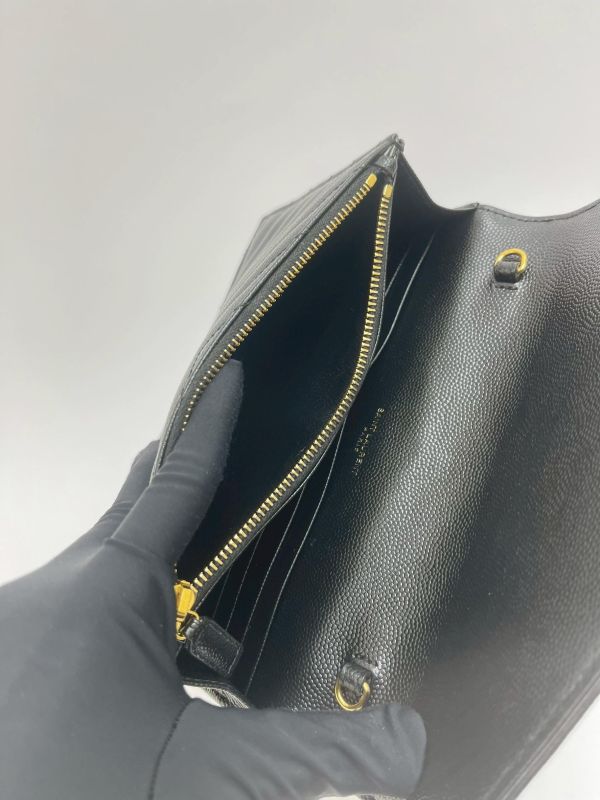 【9成新】YSL WOC 魚子醬鍊包黑金 19.5CM 