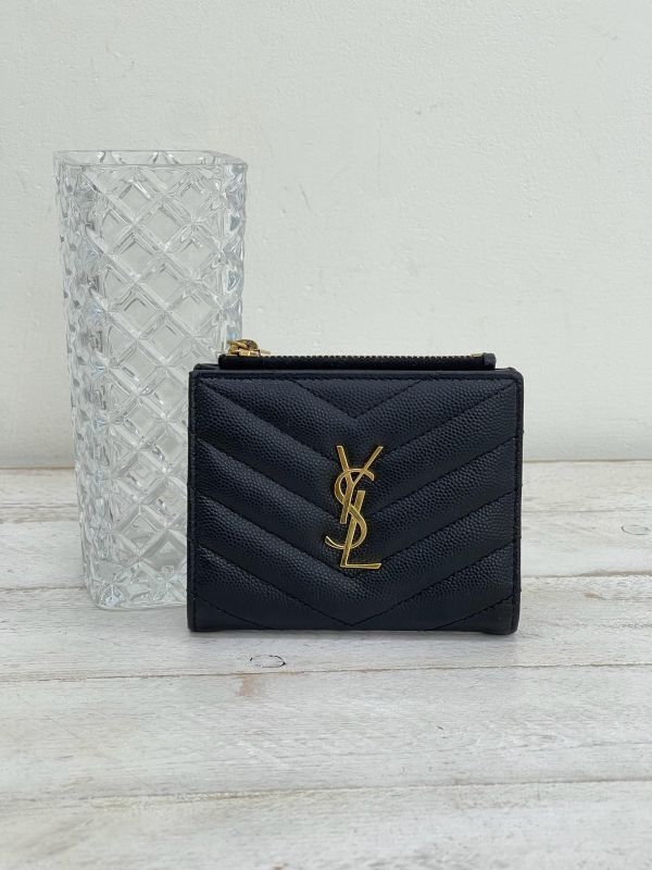 【9成新】YSL 魚子醬照片夾層兩折短夾 