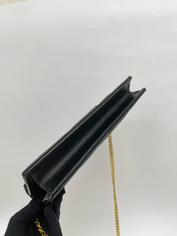 【95成新】YSL WOC 魚子醬鍊包黑金 19.5CM 