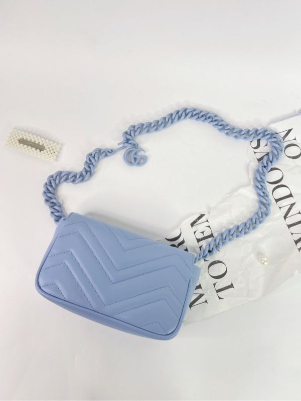 【95成新】GUCCI GG馬夢絎縫皮革鍊帶腰/肩背包 