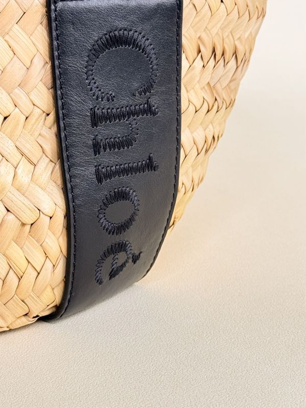 【分期0利率】CHLOE SENSE 標誌刺繡皮革草編包【未使用閒置品】 