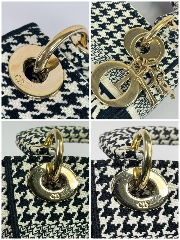 【9成新】DIOR 迷你黛妃包  千鳥格紋刺繡 